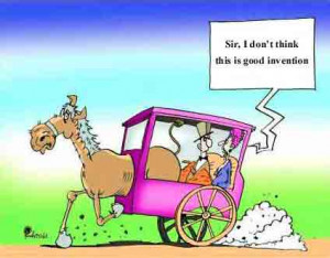 Funny cartoon picture of invention of wild horse 4x4