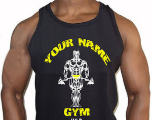 Custom Gold's Gym Style Personalized Tank Top or T-Shirt