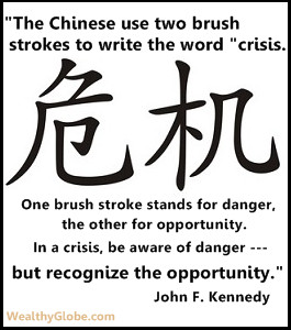 ... be aware of danger–but recognize the opportunity.” John F. Kennedy