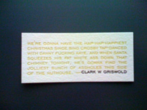 Clark Griswold nuthouse quote gift tag (set of 5, letterpress)
