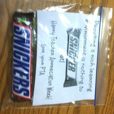 Teacher Appreciation Week! Would be so cute with a different candy bar ...
