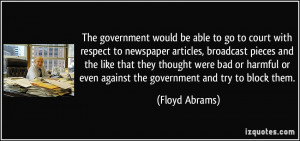 The government would be able to go to court with respect to newspaper ...