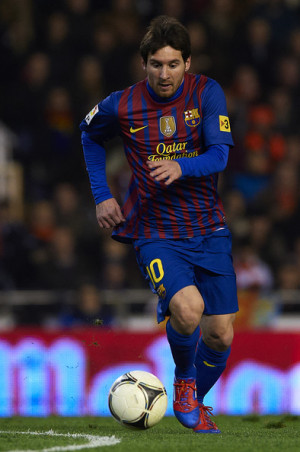 Lionel Messi Lionel Messi of Barcelona runs with the ball during the ...