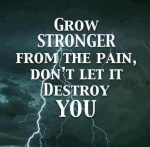 Grow stronger from the pain, don't let it destroy you.