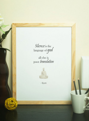 Spiritual Quotes Poster, Silence and God, Rumi Quote, Typography ...