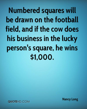 Numbered squares will be drawn on the football field, and if the cow ...