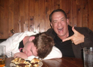 So two guys go into a bar: Tom Hanks hams it up for the camera with a ...