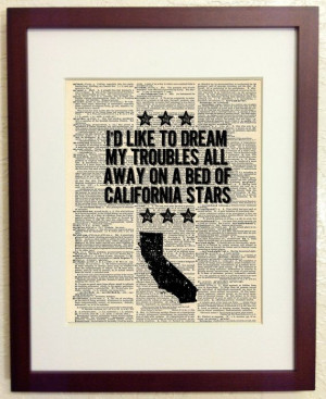 Quote About California - Art Print on Vintage Antique Dictionary Paper ...