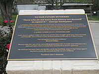 ... santayana is quoted on a military plaque at veterans memorial park in