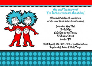 Thing 1 and Thing 2 Baby Shower Invitation