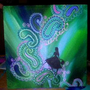 Green and Blue Colorful Painting with Paisleys and Travel Quote. $69 ...