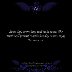 Some day, everything will make sense. The truth will prevail. Until ...