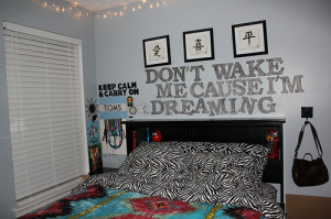 ... bedroom wall, blue, dream, dreaming, quote, quotes, sleep, wall, zebra