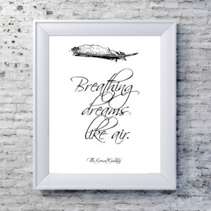 White The Great Gatsby Print, Literary Quote Typography Print - Black ...