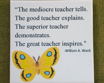 ... Ceramic Coaster with Inspirational Teacher Quote with Yellow Butterfly