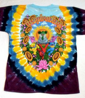 grateful dead guru bear cool 2 sided tie dye t shirt another one for