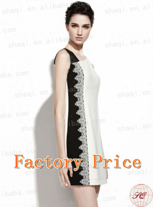 Elegant Black and White Lace Dress