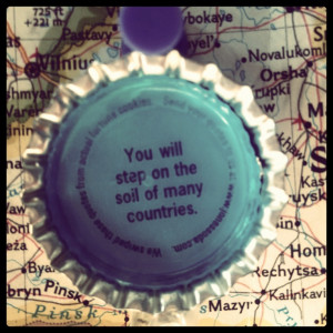 Travel fortune, as foretold by the inside of a Jones Soda cap.