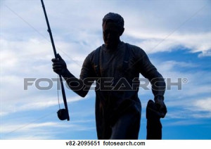 Stock Photography of Governor Tom McCall fishing statue Riverfront