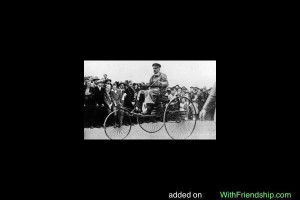 Karl Benz in his 1883 motor tricycle (KPA)