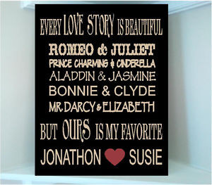 ... Wooden sign w vinyl quote Every love story is beautiful...W ITH Famous