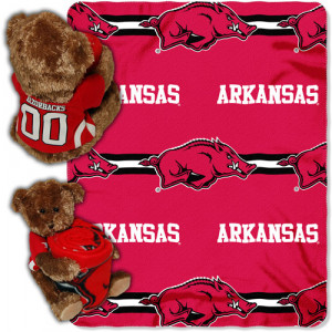 NCAA Arkansas Razorbacks Mascot Bear Throw/Pillow Combo