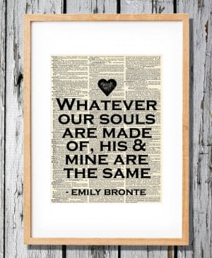 Emily Bronte - Wuthering Heights Quote- Art Print on Vintage Antique ...