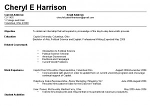 Exandle Resume For First