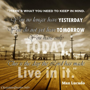 Max Lucado Quote - Live Today - people sitting on a bench