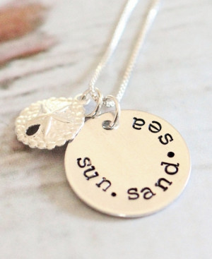 Hand Stamped Beach Quote Necklaces -The Work of 6 Artisans