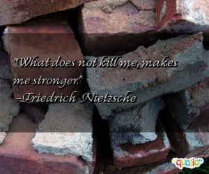 What does not kill me, makes me stronger. -Friedrich Nietzsche