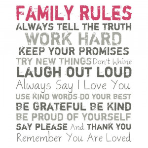 Family Rules Canvas Print in Pink