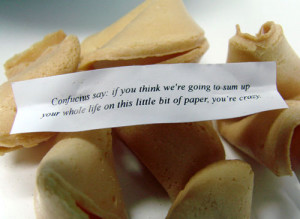 Confucius Fortune Cookie Says You're Crazy. Found at Eat Liver