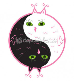 Cute owls yin yang — Imagen vectorial © Bastetamon #10540391