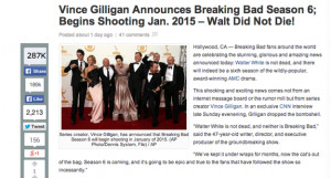 Report's story, including quotes from show creator Vince Gilligan ...