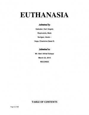 EUTHANASIA Submitted by: Gabutan, Karl Angelo Raymundo, Mark ...