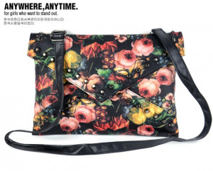 Fashion-Women-s-Handbag-Painting-Flower-Rivet-Clutch-Bag-Envelope-Bag ...