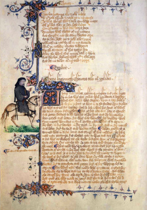 Chaucer portrait in the Ellesmere manuscript of the Canterbury Tales