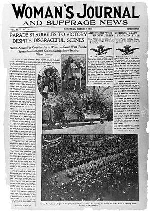 March 8, 1913 front page of the Woman's Journal and Suffrage News ...