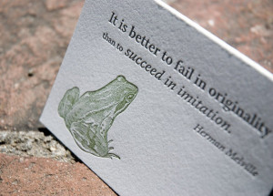 ... quote, letterpress printed, eco-friendly, Herman Melville quote, frog