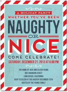 JENNA'S CARD - Naughty Comes Nice - Flat Holiday Party Invitations in ...