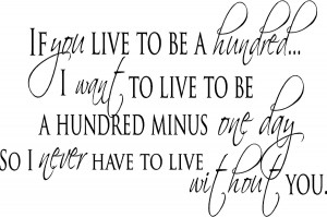 If you live to be 100, I hope I live to be 100 minus 1 day, so I never ...