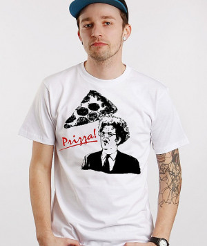 Dr Brule PRIZZA funny Quote fan art Mens white red t Tee Shirt eric ...