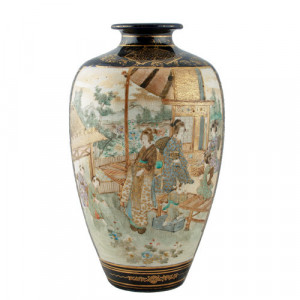 Antique Japenese Satsuma Pottery Vase.