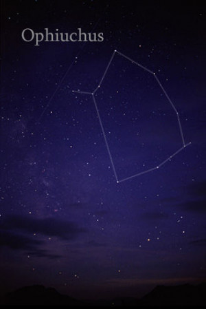The constellation Ophiuchus as it can be seen by naked eye.