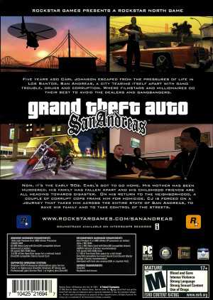 Grand Theft Auto: San Andreas Box Art - Front and Back