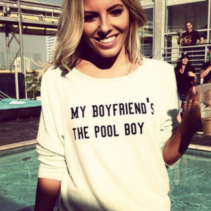 sweater quote on it shirt boyfriend poolboy cute longsleeve white ...