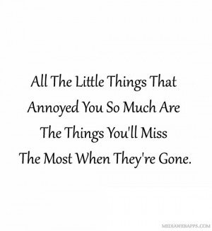 All the little things that annoyed you so much are the things you'll ...
