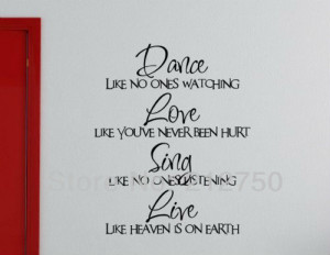 Free shipping Dance Like No One Watching famous quote wall decoration ...
