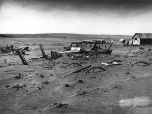 Date: May 13, 1936 Buried machinery in barn lot during the Dust Bowl ...